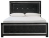 Kaydell Black Queen Upholstered Panel Bed, Roll Slats