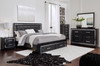 Kaydell Black King Upholstered Panel Bed with 2 Storage Drawers