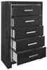 Kaydell Black Five Drawer Chest