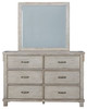 Hollentown Whitewash 3 Pc. Dresser, Mirror, Queen Panel Bed