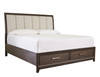 Brueban Rich Brown/Gray Queen Panel Bed with 2 Storage Drawers