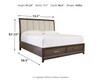 Brueban Rich Brown/Gray Queen Panel Bed with 2 Storage Drawers