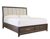 Brueban Rich Brown/Gray King Panel Bed with 2 Storage Drawers