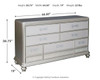 Coralayne Blue 7 Pc. Dresser, Mirror, Chest, Queen Panel Bed, 2 Nightstands