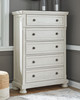 Robbinsdale Antique White 8 Pc. Dresser, Mirror, Chest, California King Sleigh Bed With 2 Storage Drawers, 2 Nightstands