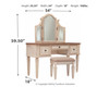 Realyn White / Brown / Beige Vanity/Mirror/Stool (3/CN)