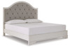 Brollyn White / Brown / Beige California King Upholstered Panel Bed