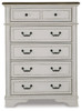 Brollyn White / Brown / Beige Five Drawer Chest