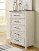 Brewgan White / Black / Gray Five Drawer Chest