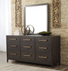 Burkhaus Brown 5 Pc. Dresser, Mirror, Queen Upholstered Bed