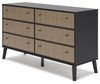 Charlang Black / Gray Six Drawer Dresser