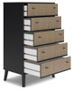 Charlang Black / Gray Five Drawer Chest