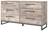 Neilsville Whitewash Six Drawer Dresser Vinyl-Wrapped