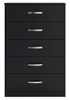Finch Black Five Drawer Chest 46'' Height