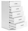 Flannia White Five Drawer Chest 46'' Height