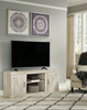 Bellaby Whitewash TV Stand With Faux Firebrick Fireplace Insert