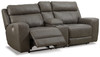 Roman Smoke Pwr Rec Loveseat/Con/Adj Hdrst