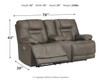 Wurstrow Smoke Power Reclining Loveseat/CON/ADJ HDRST