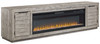 Naydell Gray 92'' TV Stand With Wide Fireplace Insert