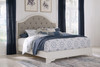 Brollyn White / Brown / Beige 6 Pc. Dresser, Mirror, King Upholstered Panel Bed, 2 Nighstands