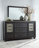 Foyland Black / Brown 5 Pc. Dresser, Mirror, California King Panel Storage Bed