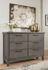 Hallanden Gray 5 Pc. Dresser, Mirror, California King Panel Bed With Storage