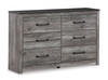 Bronyan Dark Gray Queen Panel Bed 6 Pc. Dresser, Mirror, King Bed, 2 Nightstands