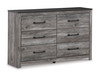 Bronyan Dark Gray King Panel Bed 6 Pc. Dresser, Mirror, King Bed, 2 Nightstands