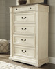 Bolanburg Antique White California King Panel Bed 6 Pc. Dresser, Mirror, Chest, Cal King Bed