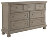 Lettner Light Gray California King Sleigh Bed 7 Pc. Dresser, Mirror, Cal King Bed, 2 Nightstands