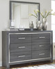 Lodanna Gray 6 Pc. Dresser, Mirror, King Panel Bed With Roll Slats