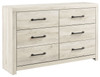 Cambeck Whitewash 7 Pc. Dresser, Mirror, King Upholstered Panel Bed With 2 Side Under Bed Storage