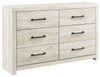 Cambeck Whitewash 8 Pc. Dresser, Mirror, Chest, Queen Uph Panel Bed With 2 Side Storage