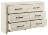 Cambeck Whitewash 8 Pc. Dresser, Mirror, Chest, Queen Uph Panel Bed With 2 Side Storage