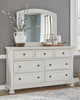 Robbinsdale Antique White 6 Pc. Dresser, Mirror, Chest, Queen Panel Storage Bed