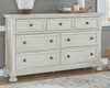Robbinsdale Antique White 6 Pc. Dresser, Mirror, Chest, Queen Panel Storage Bed