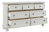 Robbinsdale Antique White 6 Pc. Dresser, Mirror, Chest, King Panel Storage Bed, 2 Nightstands