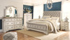 Realyn Two-tone 6 Pc. Dresser, Mirror, Chest, King Upholstered Sleigh Bed