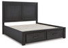 Foyland Black / Brown California King Panel Storage Bed