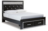 Kaydell Black Queen Upholstered Panel Storage Platform Bed