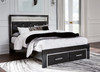 Kaydell Black Queen Upholstered Panel Storage Platform Bed