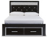 Kaydell Black Queen Upholstered Panel Storage Platform Bed