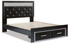 Kaydell Black Queen Upholstered Panel Storage Platform Bed