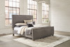 Krystanza Weathered Gray Queen Upholstered Panel Bed