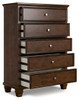 Danabrin Brown Five Drawer Chest