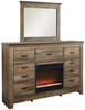 Trinell Brown Dresser And Mirror With Fireplace