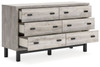 Vessalli Black / Gray Six Drawer Dresser