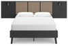 Charlang Black / Gray Full Panel Platform Bed With 2 Extensions