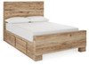 Hyanna Tan Full Panel Bed With 2 Side Storage