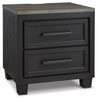 Foyland Black / Brown Two Drawer Night Stand